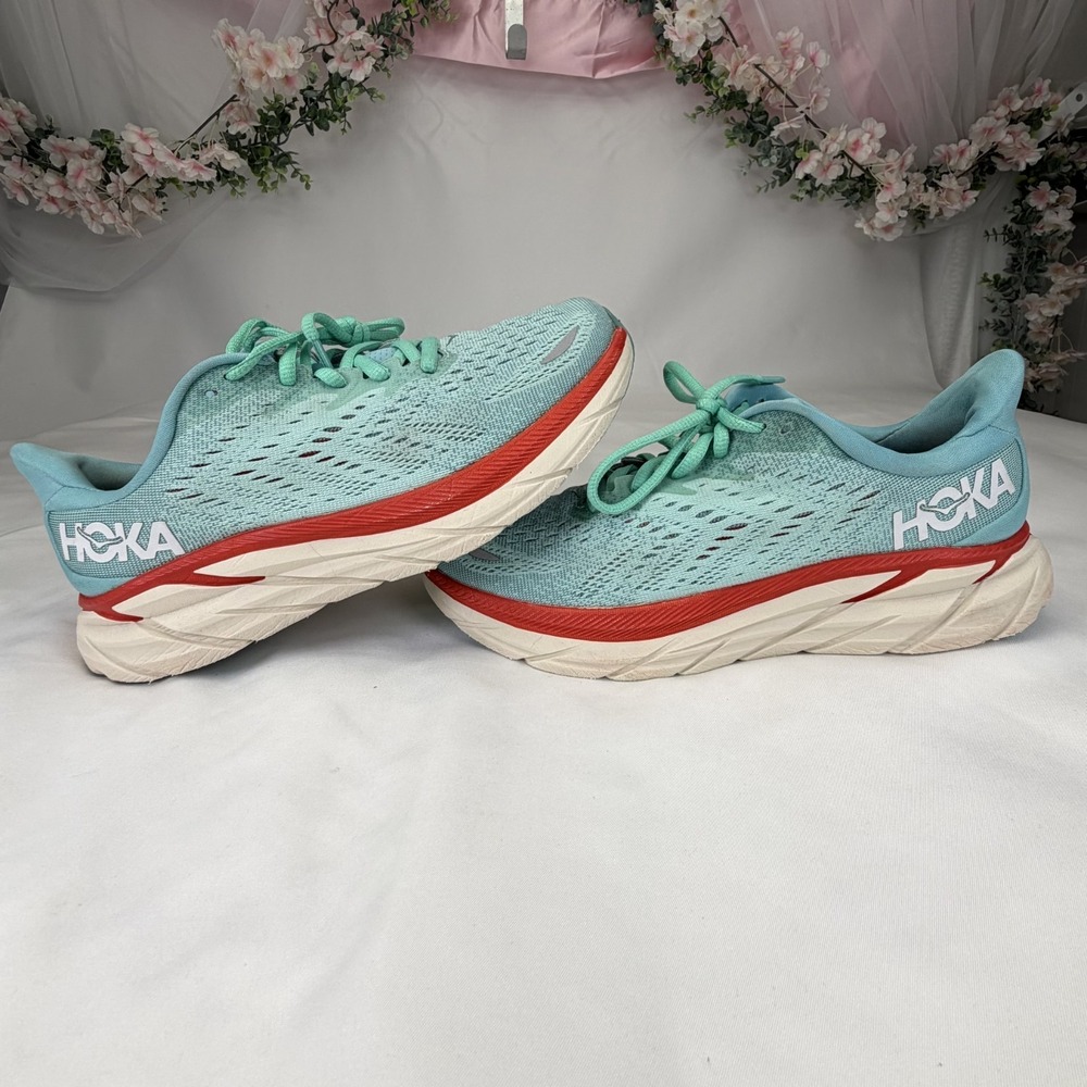 Hoka Clifton 8‎ Womens Size 7.5B Blue Wide Running Shoes Sneakers 1119394 AEBL